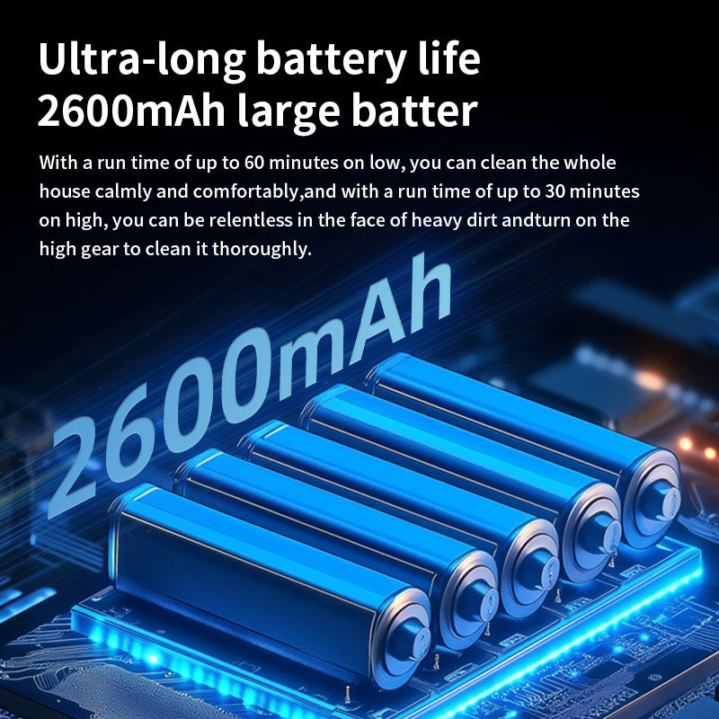 Cordless Vacuum Cleaner with 2600mAh Battery | 60-Min Runtime, Lightweight 2.35kg for Home Cleaning
