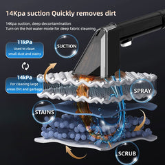 Carpet cleaning kit with machine and specialized detergent.